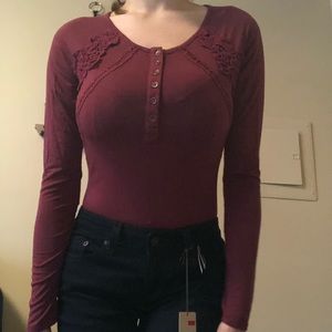 Long sleeve red bodysuit